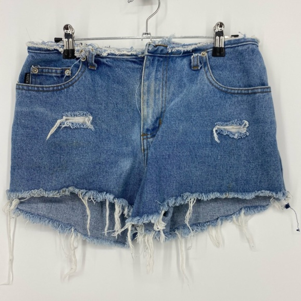 Vintage Watch L.A. High Waisted Jean Shorts frayed Cutoff Custom Sz 9/10